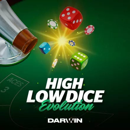 High Low Dice Evolution logo by Darwin Gaming rewards-casino
